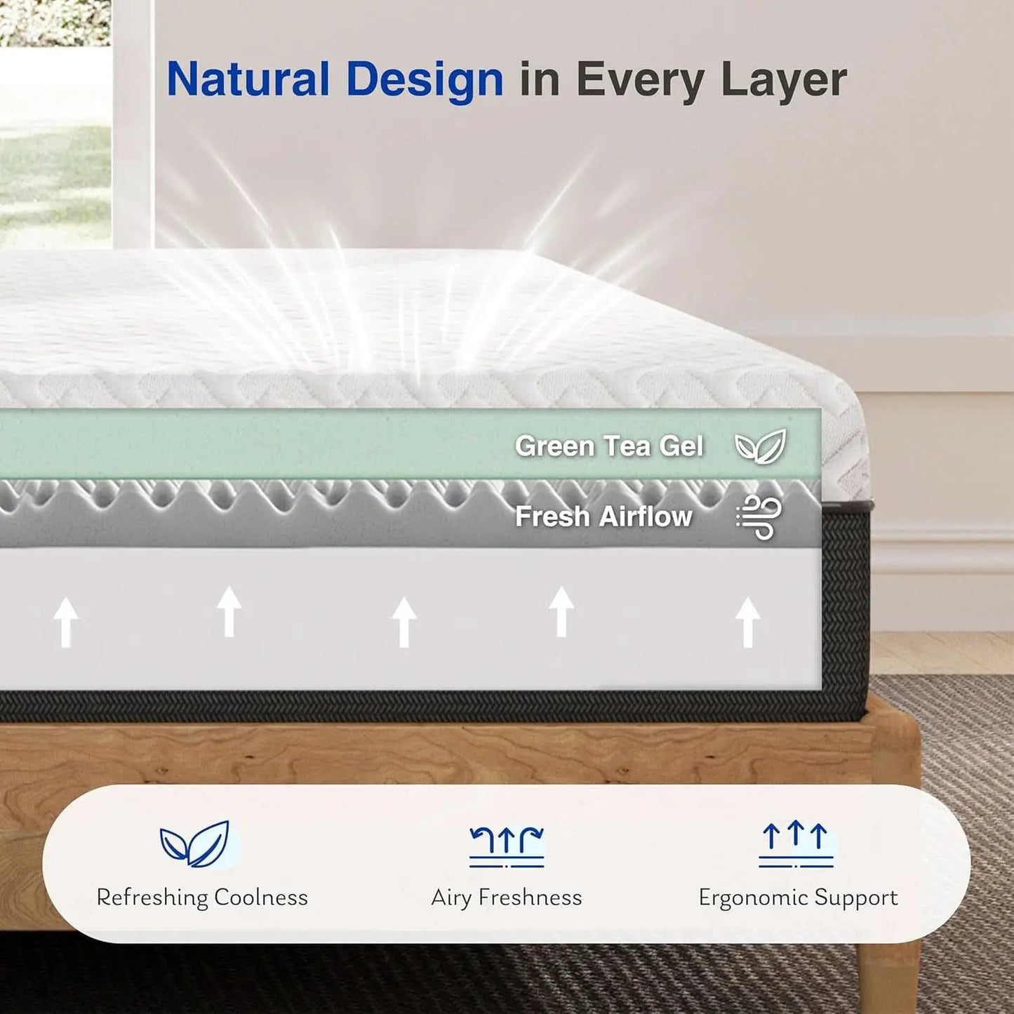 Queen Memory Foam Mattress Gel Cooling CertiPur US Certified from PriceLows™