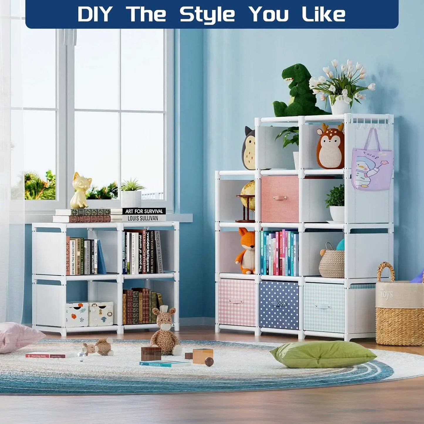 18 Cube Black Bookcase Storage Organizer Tall Metal from PriceLows™