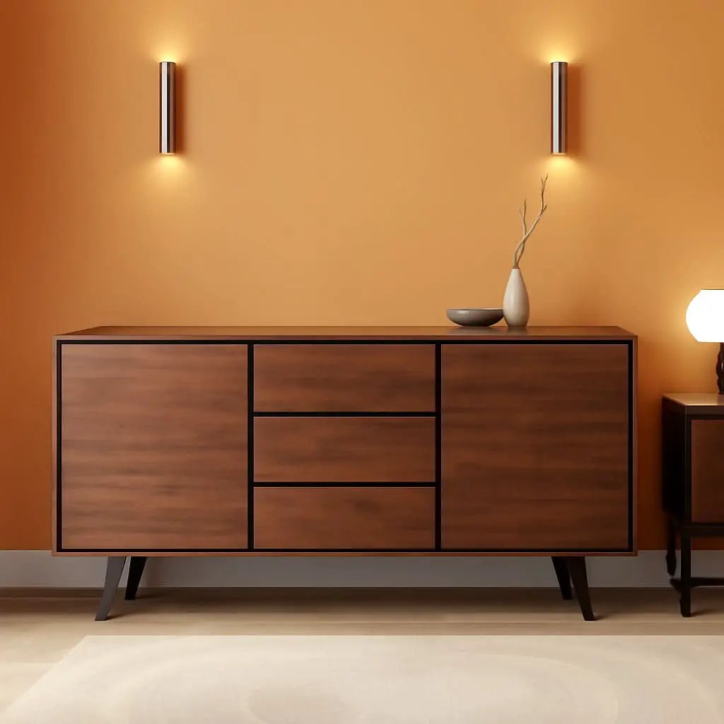 Solid Acacia 60 Inch Modern Sideboard Buffet With Wine Rack from PriceLows™