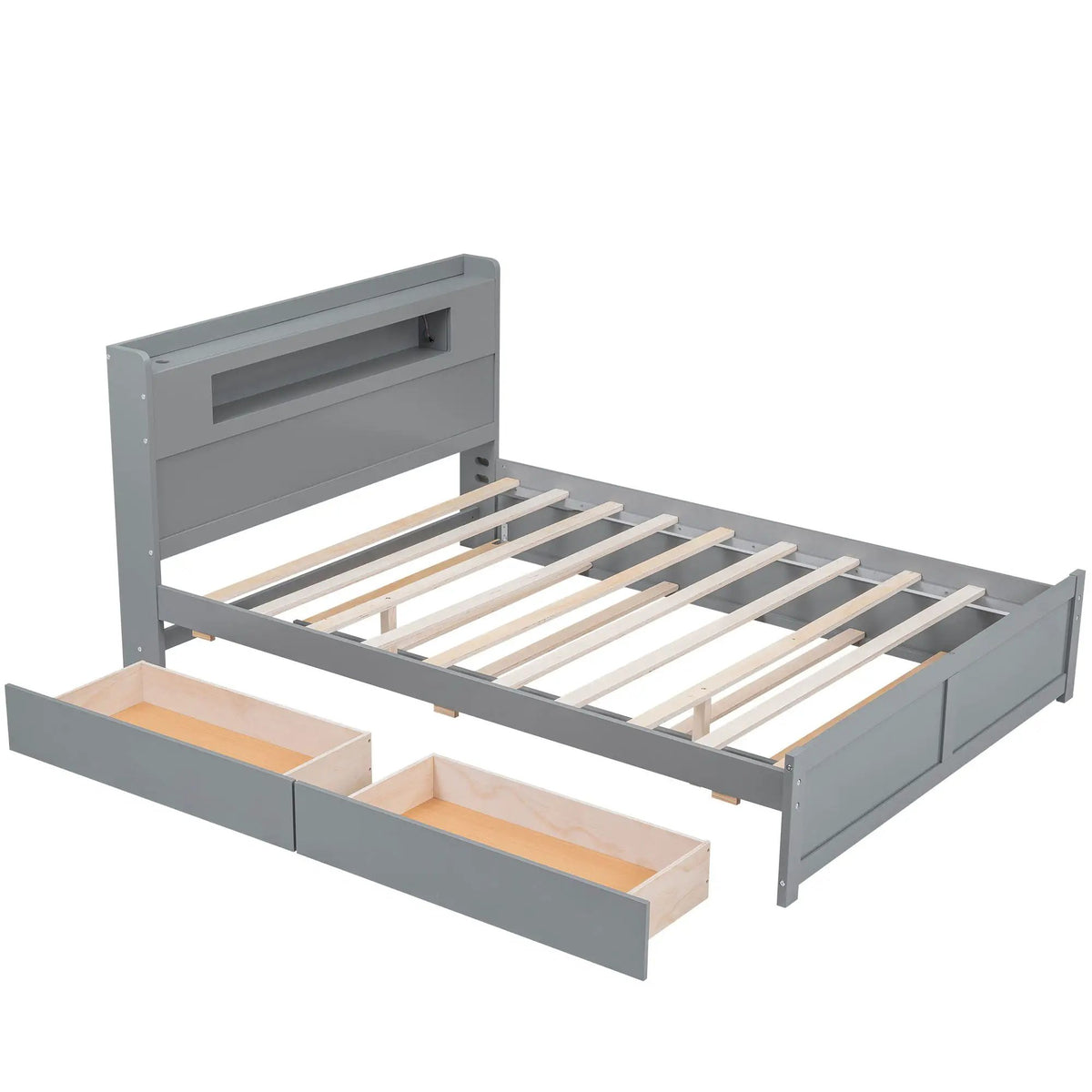 Storage Platform Bed | Color Changing LED Lights | Twin Trundle | 2 Drawers
