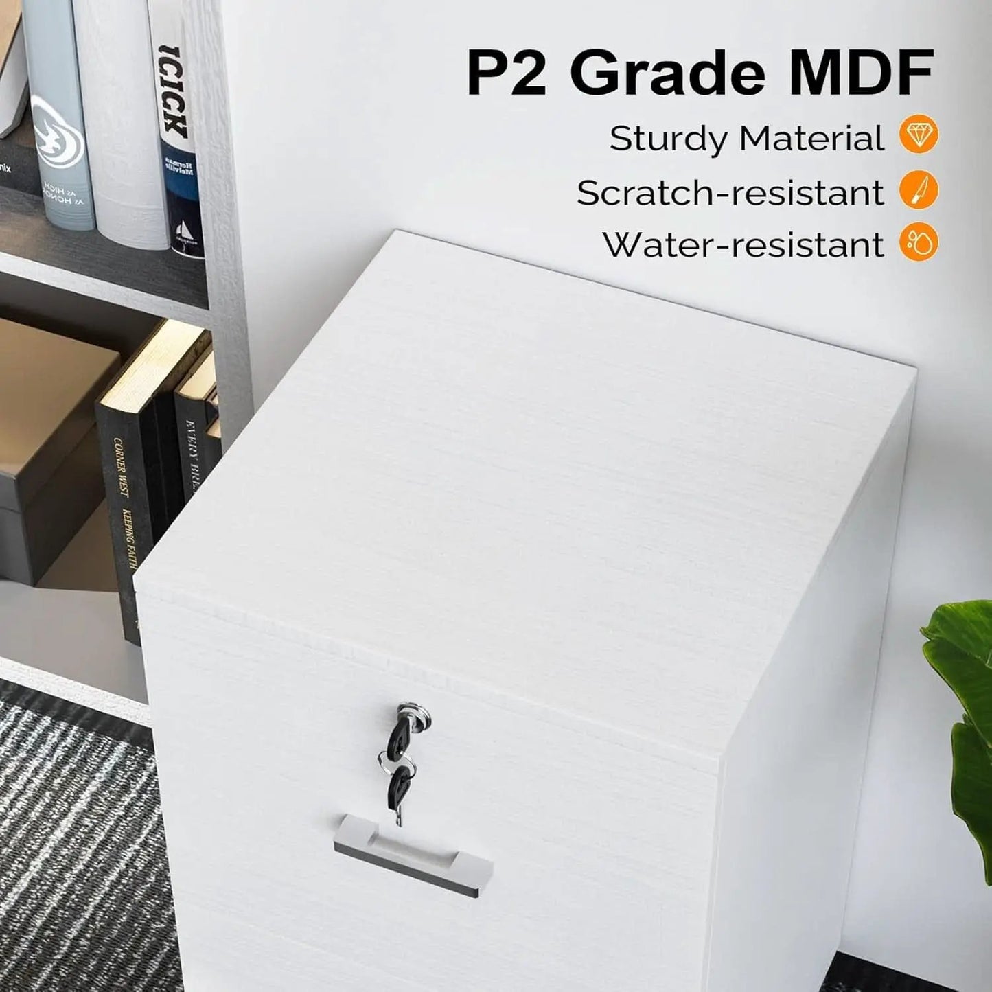 2 Drawer Locking File Cabinet For Letter Size Folders With Tabs, Mobile Under Desk from PriceLows™