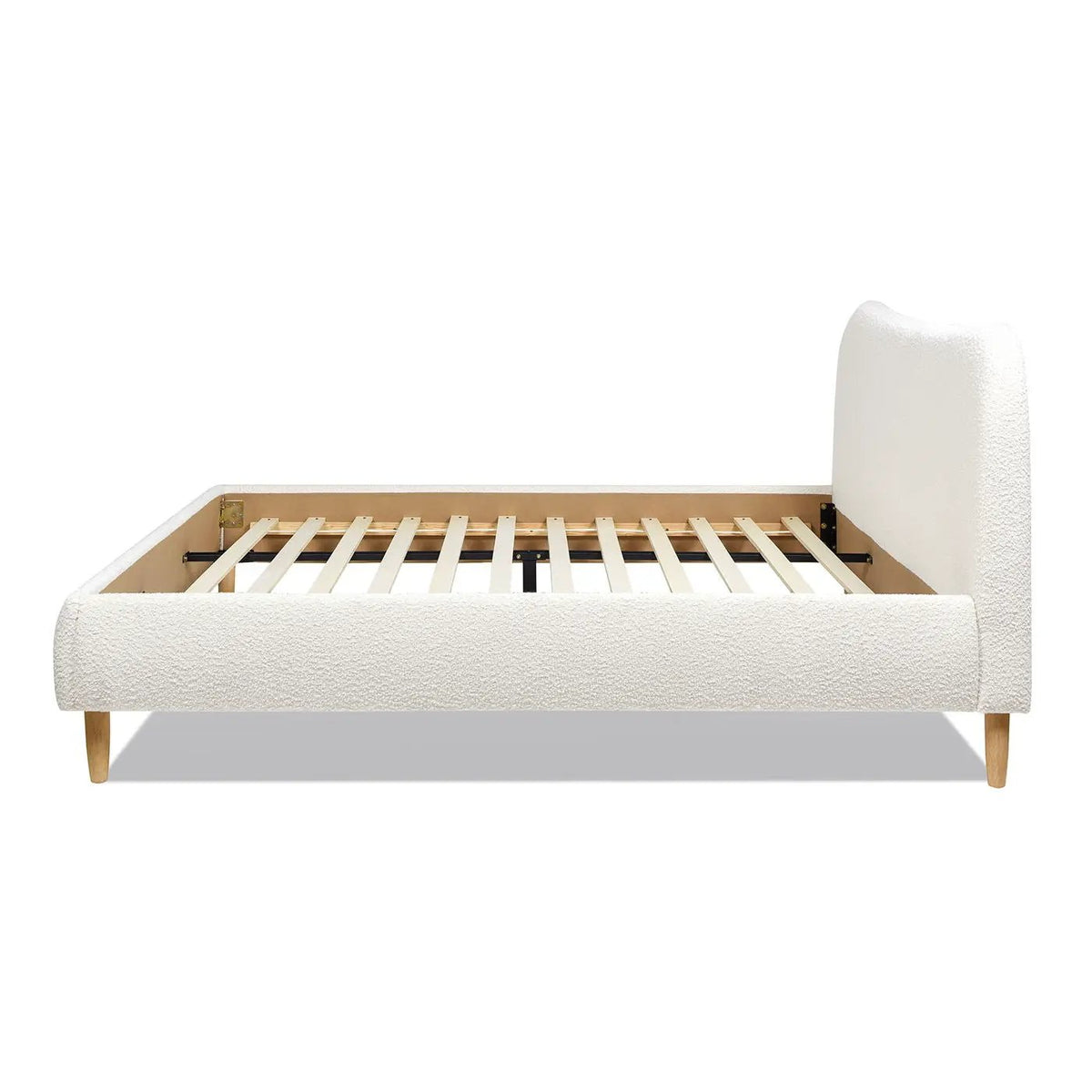 Roman Upholstered Platform Bed | Curved Headboard | Upholstered Rails | Eco-Friendly Construction