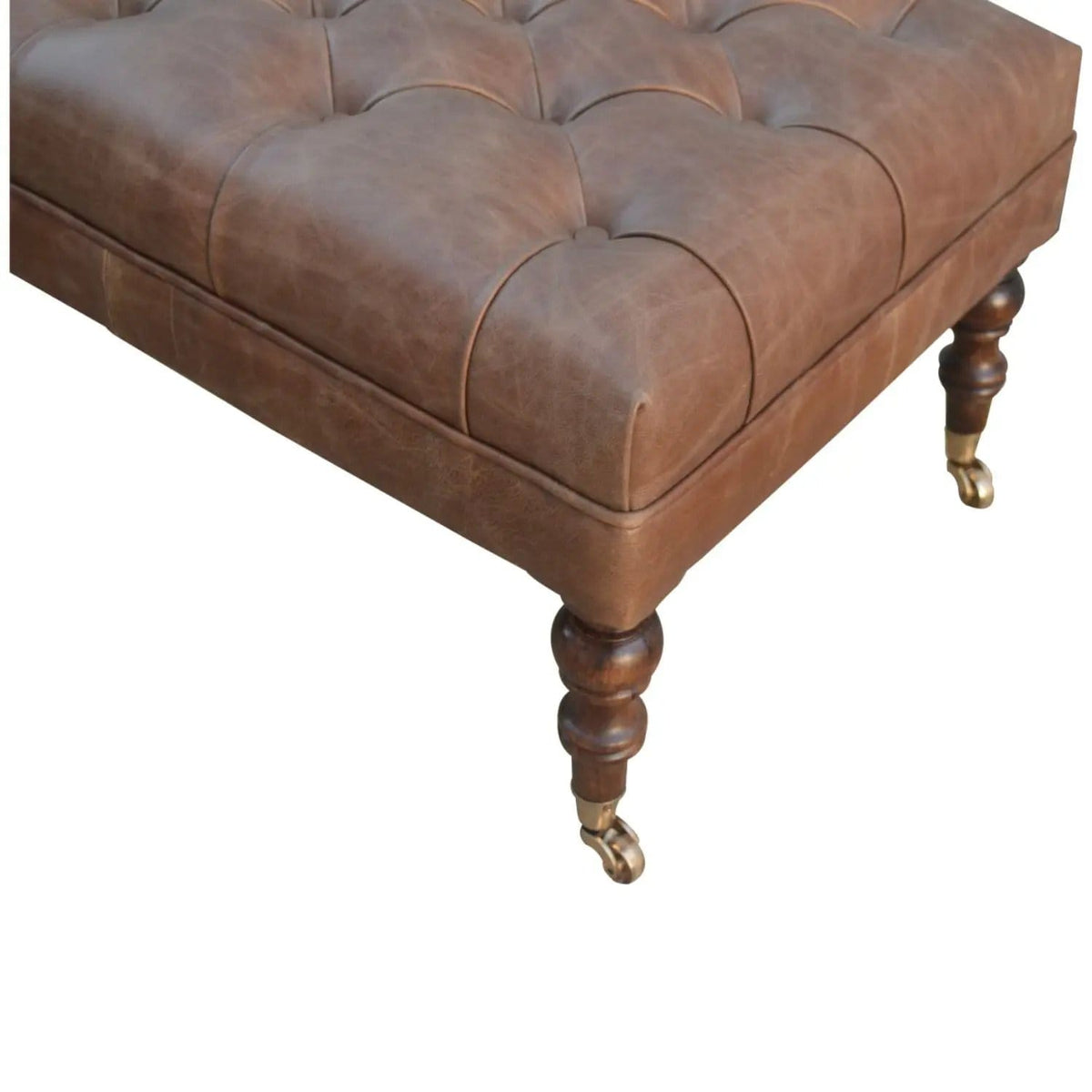 Buffalo Ottoman With Castor Legs | 7 Pieces | Mango Wood | Living Room