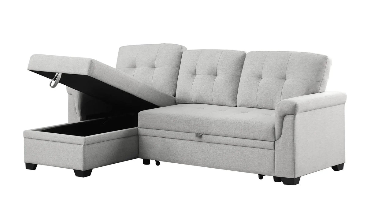 Sierra Reversible Sleeper Sectional Sofa With Storage Chaise | 2 Pieces | Living Room Furniture | Living Room