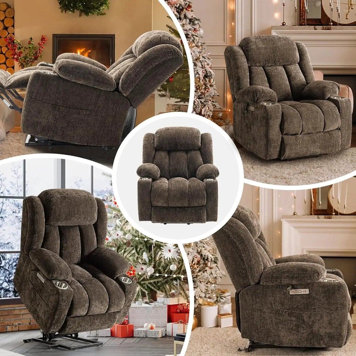 Brown Power Recliner With Massage And Heat Power Lift from PriceLows™