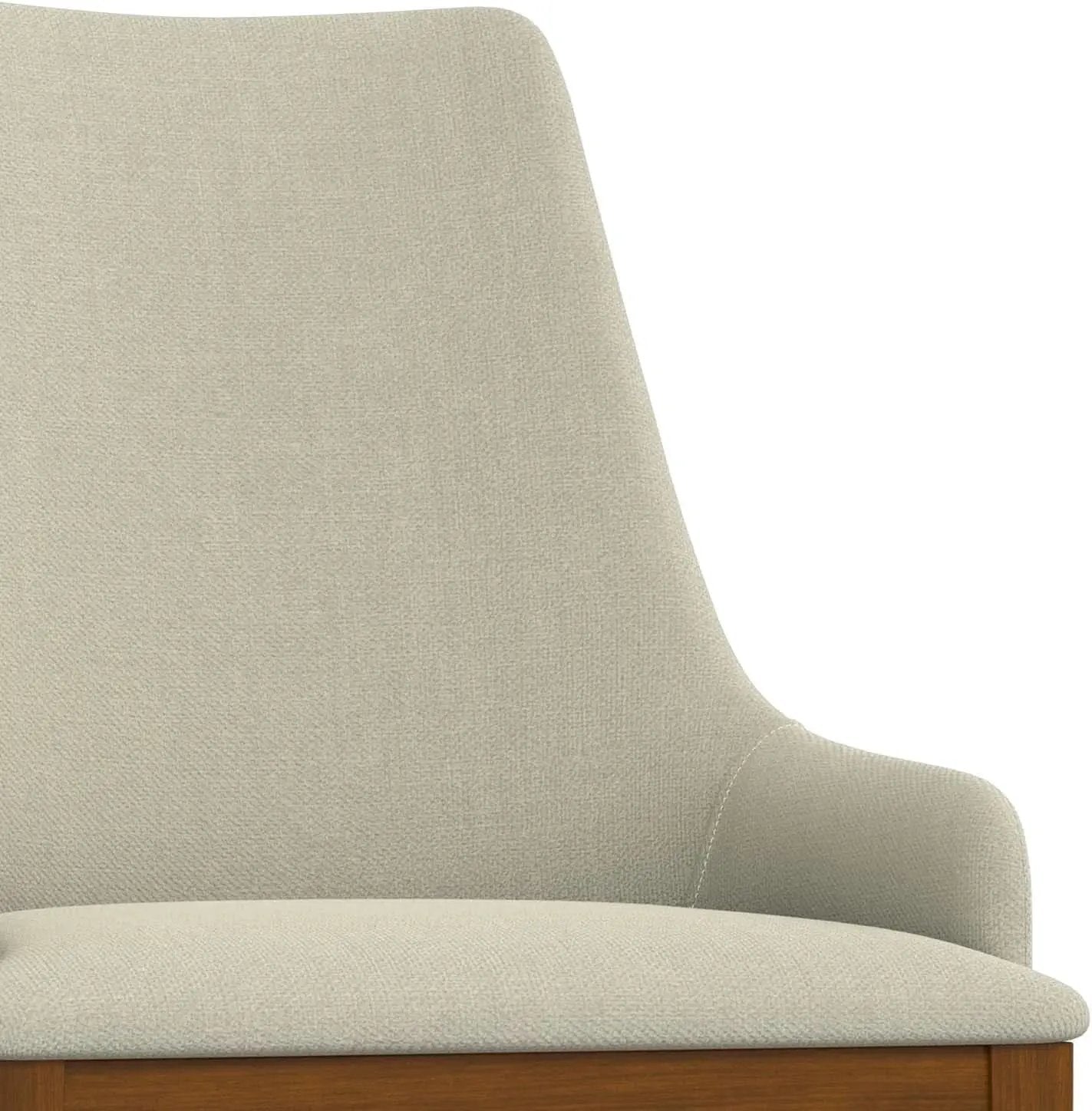 Stephanie Contemporary Dining Chair Set Of 2 In Natural Linen Look Fabric from PriceLows™