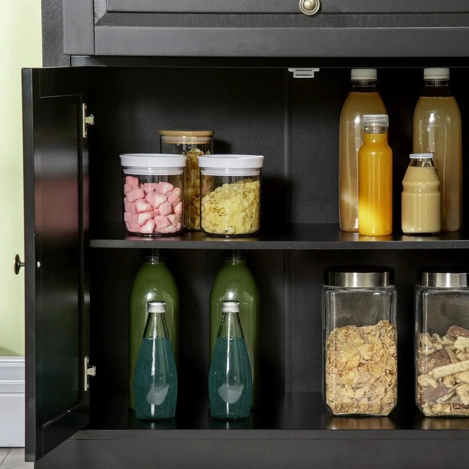 Black Buffet Cabinet With Drawers And Adjustable Shelves from PriceLows™