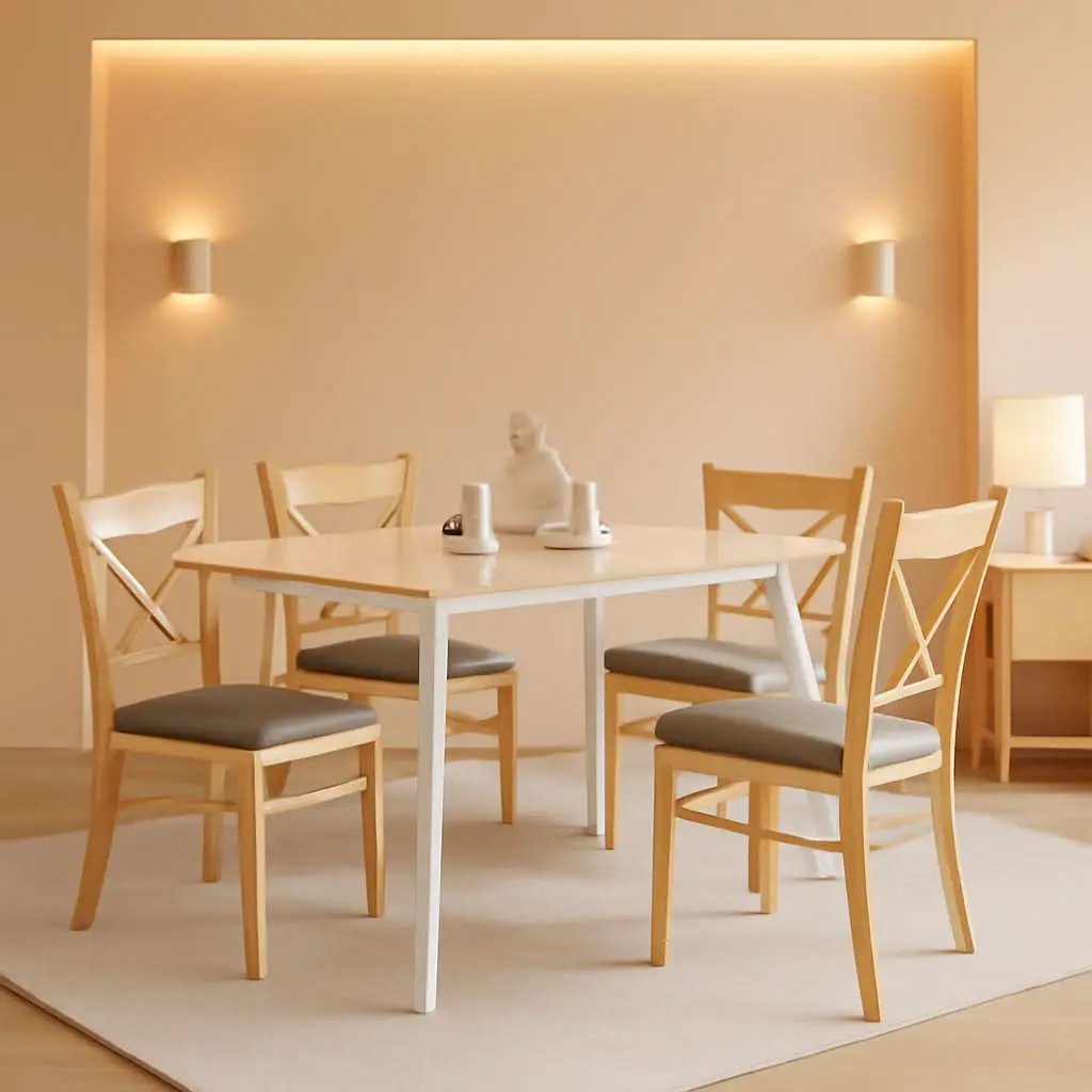 Mid Century Modern Solid Wood Rectangular Dining Table from PriceLows™