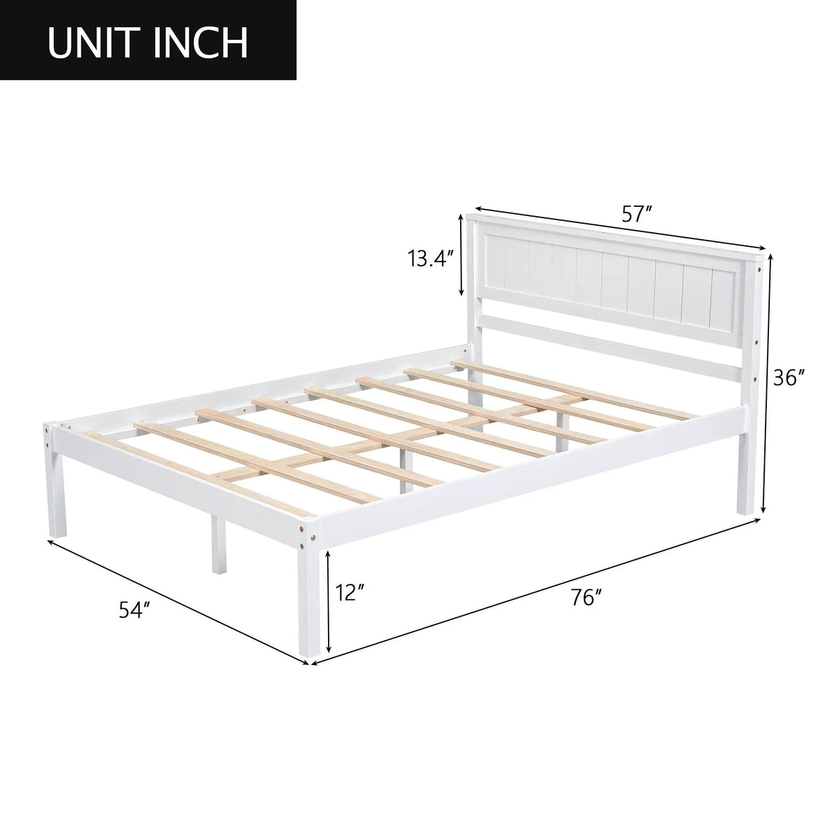 Platform Bed Frame With Headboard | Espresso Finish | Durable Pine Wood