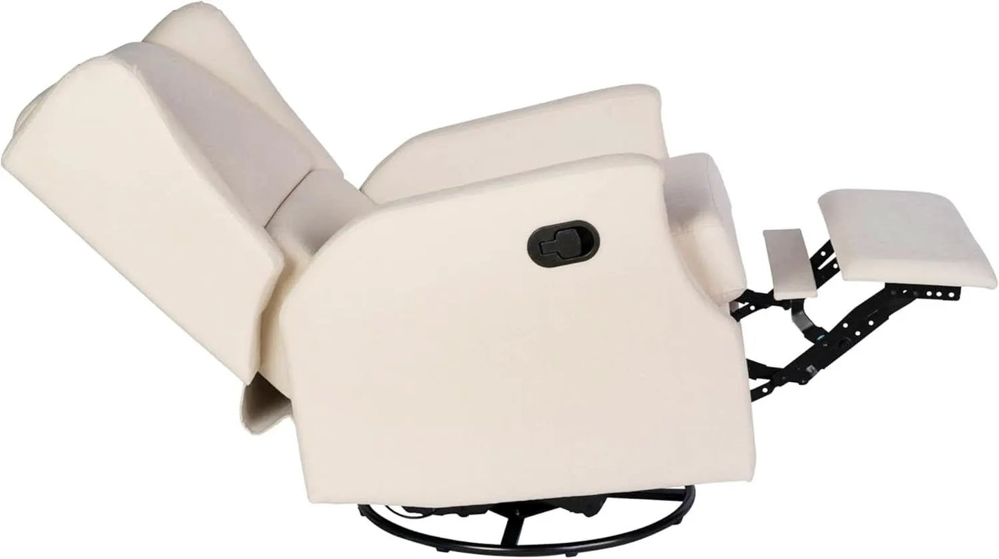 Omma Swivel Glider Rocking Recliner Cream Upholstered 3In1