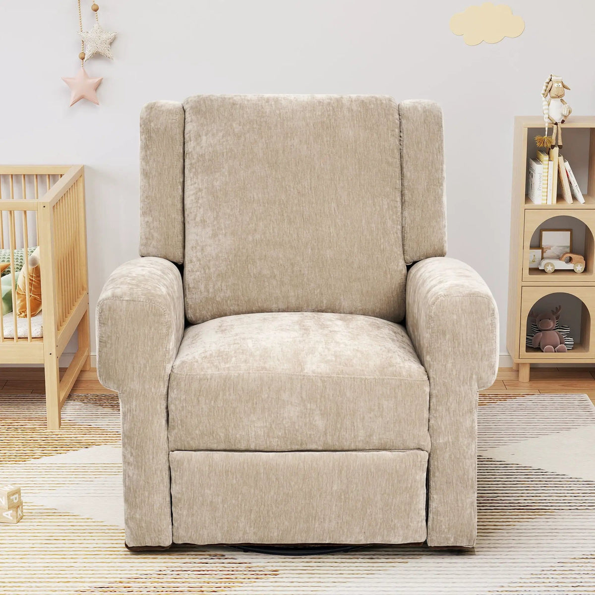 Manual Recliner Chair With Swivel Rocker Function, Dual Recline Angles | 2 Pieces | Iron & Plywood | Living Room