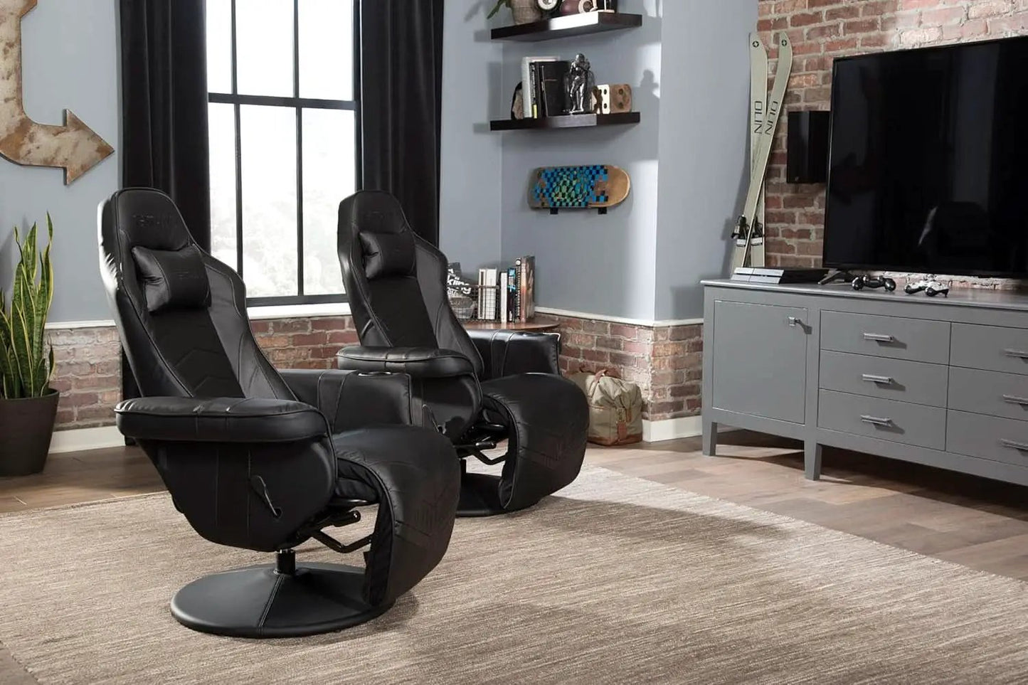900 Gaming Recliner Black With Adjustable Leg Rest Cupholder from PriceLows™