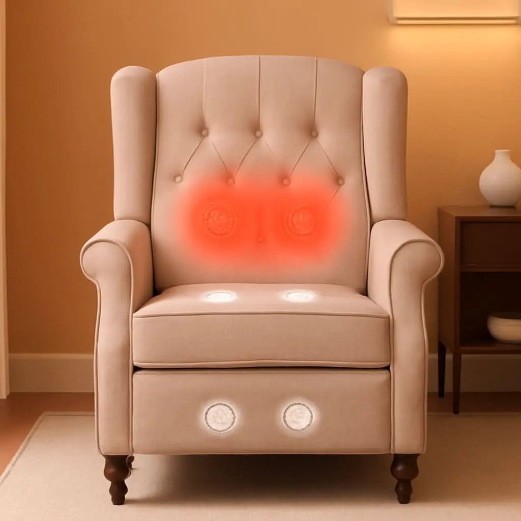 Beige Wingback Pushback Recliner With Massage Heat from PriceLows™