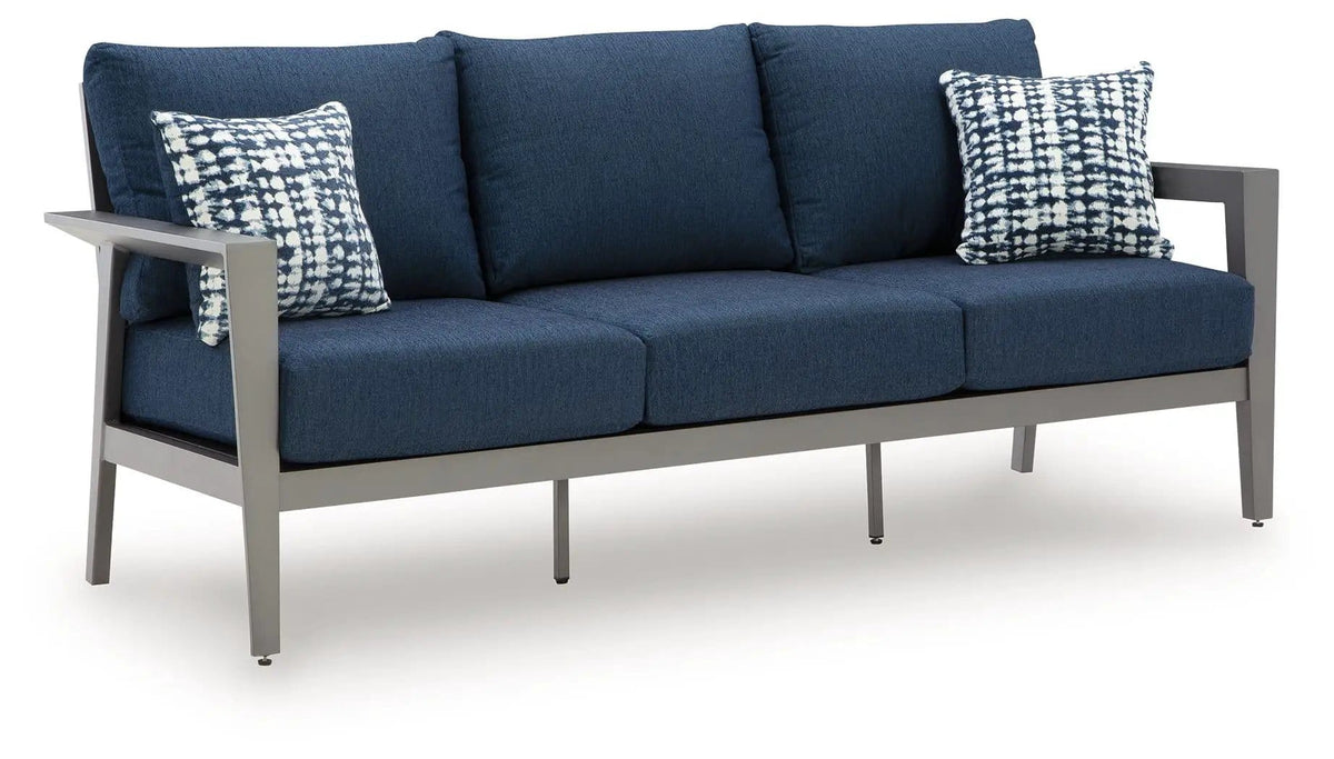 Gali Sofa / Chairs / Table Set (Set of 4) | 78.25 x 33.25 x 36.25 in | Polyester & Fabric | Gray / Blue