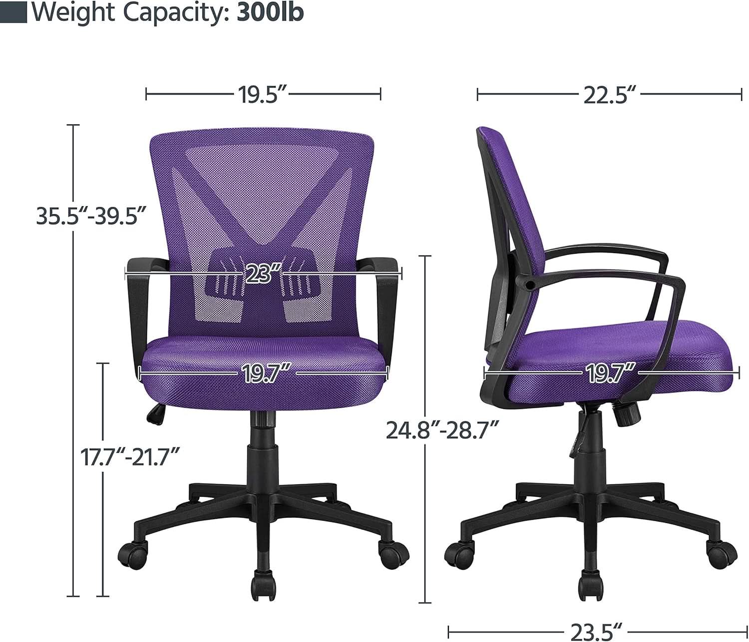 Ergonomic Purple Mesh Office Desk Chair With Lumbar Support from PriceLows™