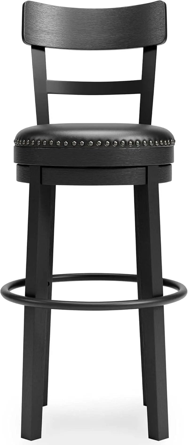 Valebeck 30.38 Black Upholstered Pub Height Swivel Barstool from PriceLows™