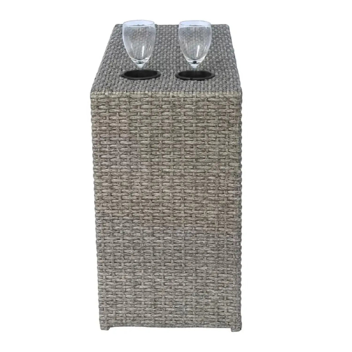 2 Person Wicker Conversation Set | Cushions Included | Integrated Cup Holders | Handwoven HDPE