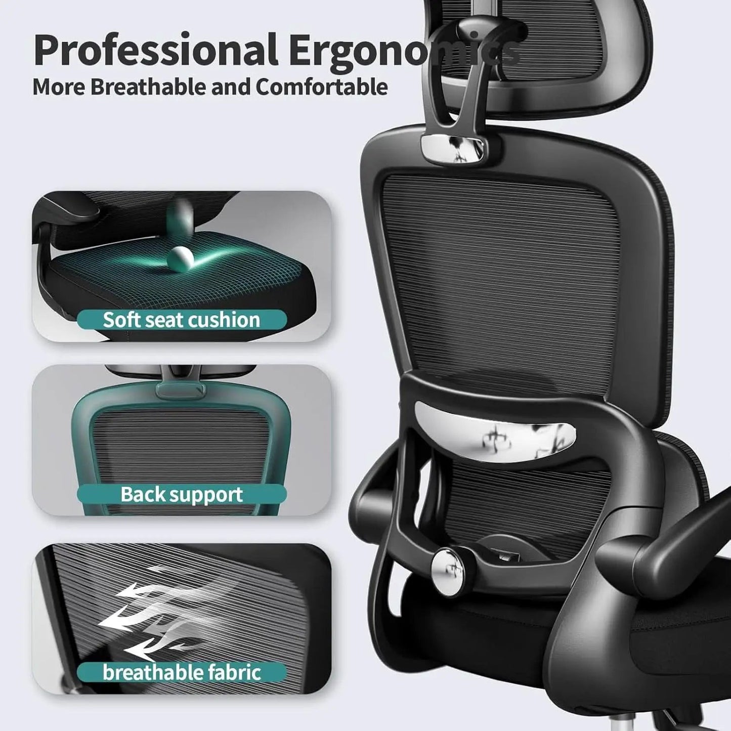 Ergonomic Black Office Chair High Back With Wheels from PriceLows™