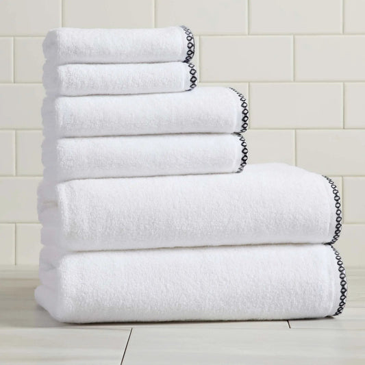 Cotton Border-Stitched 6-Piece Towel Set - Valery Collection from PriceLows™