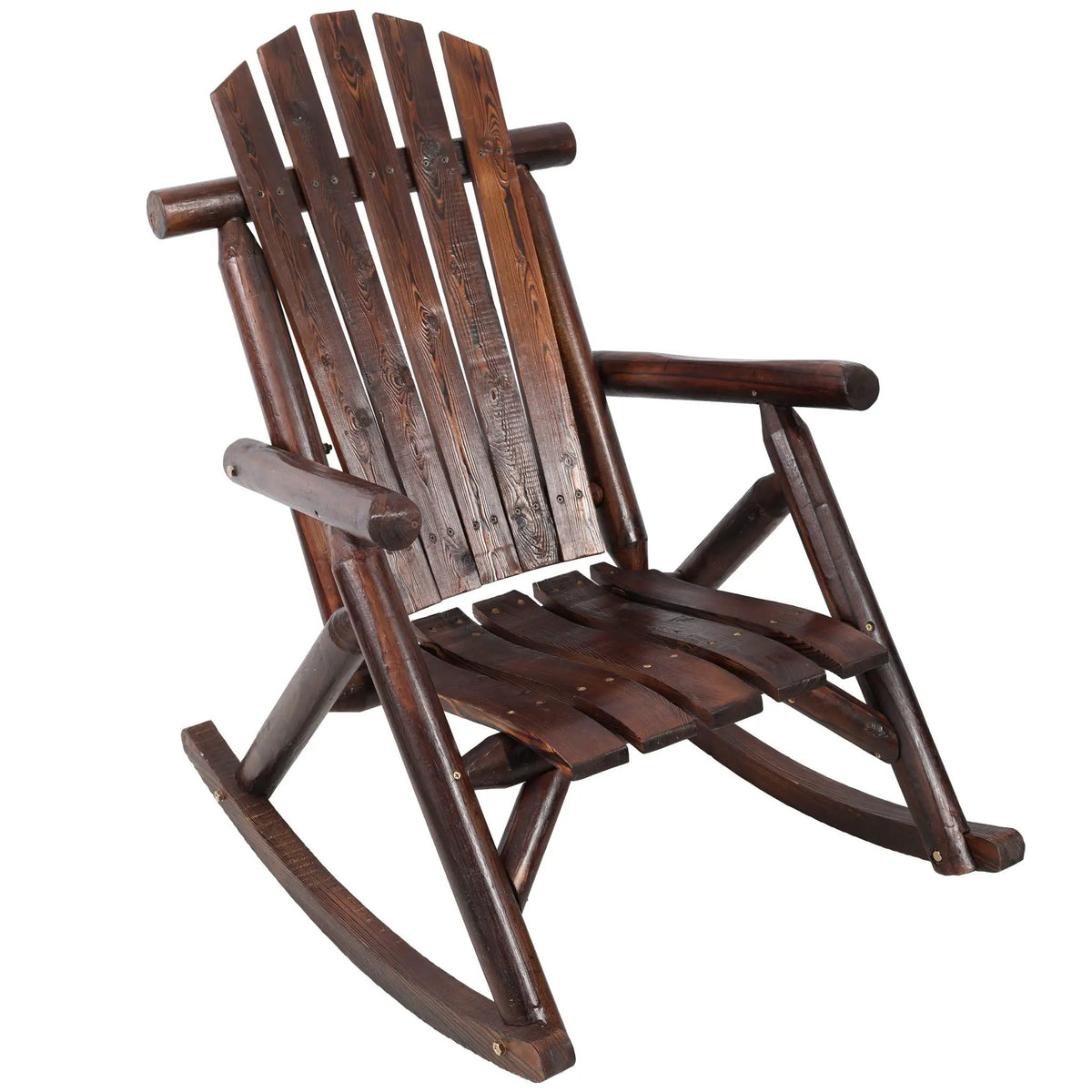 Wooden Porch Rocker | Fir Log Rocking Chair | Ergonomic Design | Indoor Outdoor Use