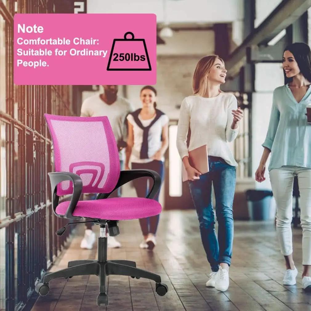 Pink Ergonomic Mesh Office Chair With Lumbar Support And Height Adjustable from PriceLows™