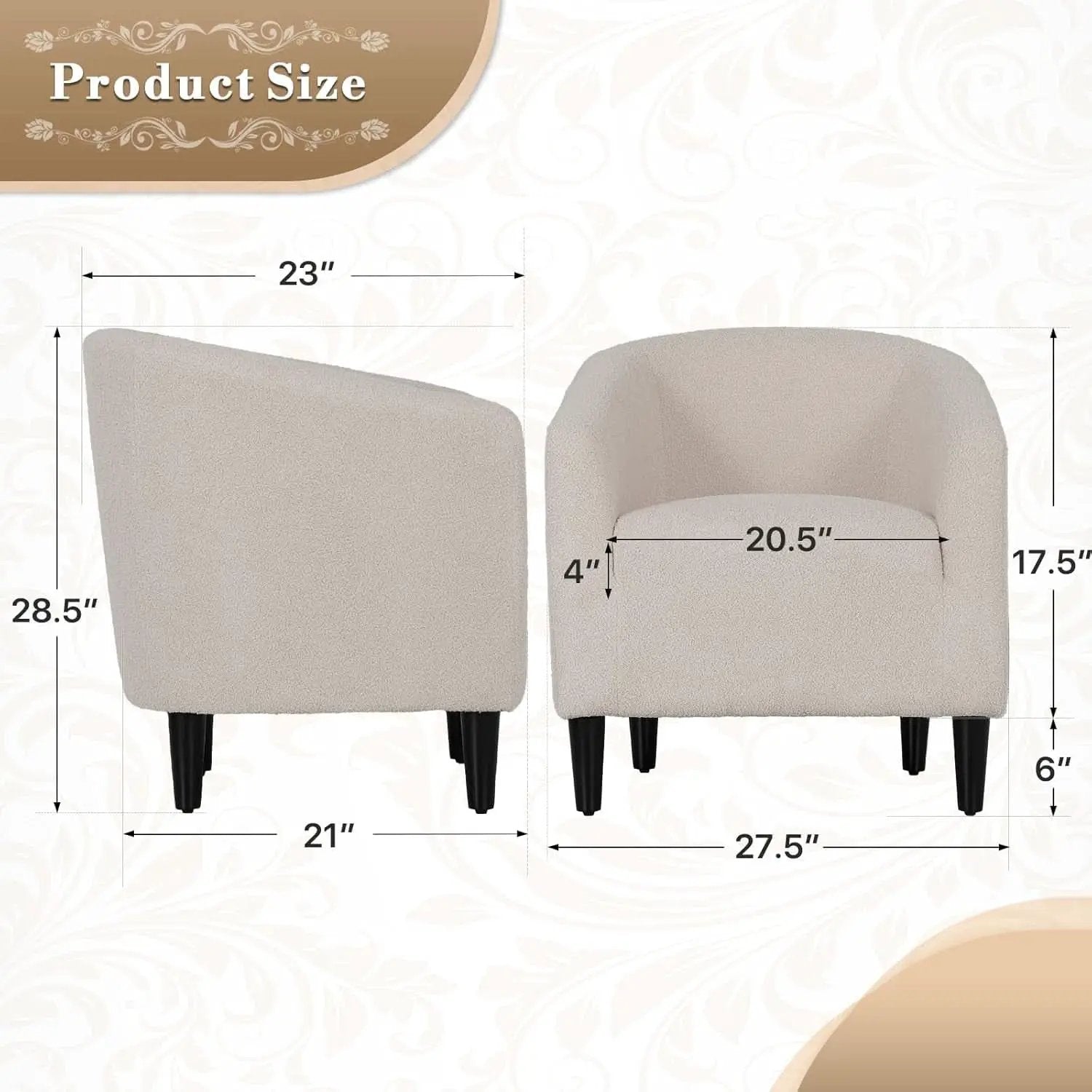 Grey Furry Barrel Accent Chair Velvet Textured Upholstered from PriceLows™