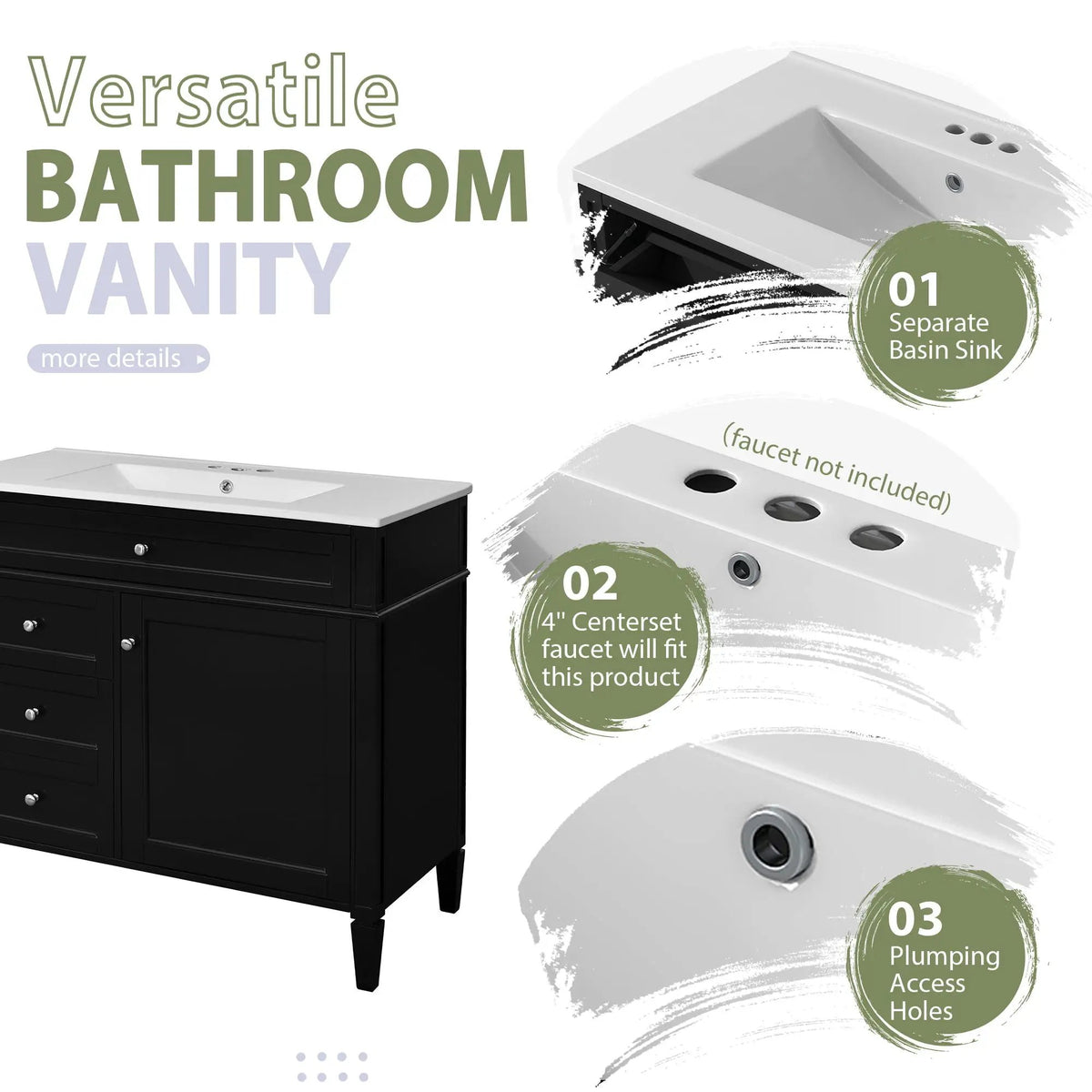 Bathroom Vanity With Mirror Cabinet | Single Sink | Soft Close Doors And Drawers