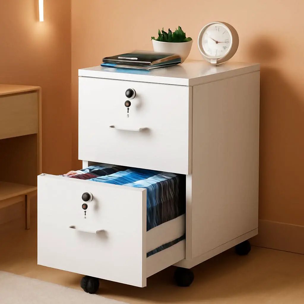 2 Drawer Locking File Cabinet For Letter Size Folders With Tabs, Mobile Under Desk from PriceLows™