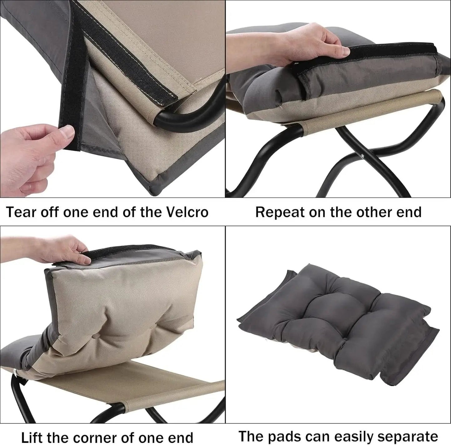 15 Inch Foldable Foot Stool Ottoman Charcoal Gray Washable from PriceLows™