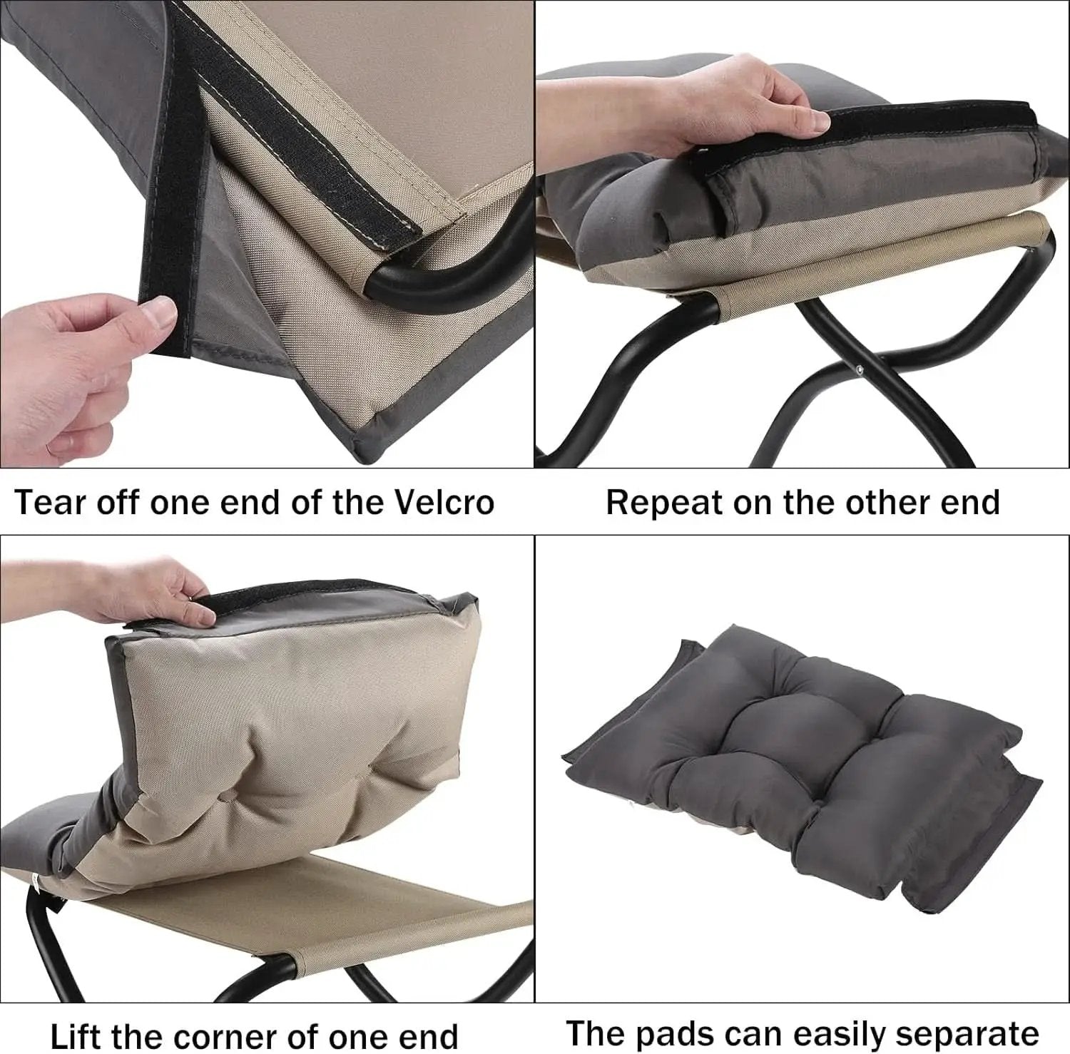 15 Inch Foldable Foot Stool Ottoman Charcoal Gray Washable from PriceLows™
