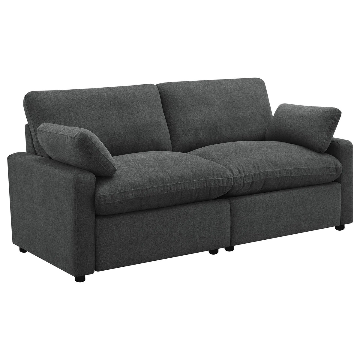 Collins Modular Power Loveseat Dark | 86 x 40 x 38 in | Engineered Wood & Fabric | Grey