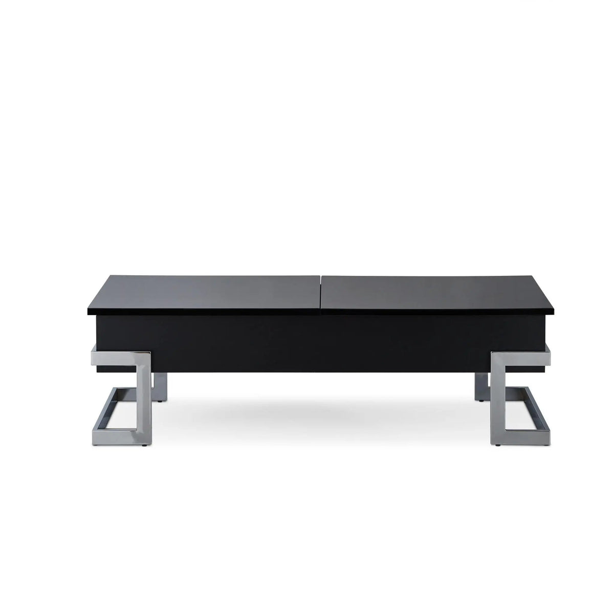 Calmam Lift Top Coffee Table | High Gloss Finish | 47 Inch Width | Geometric Metal Base