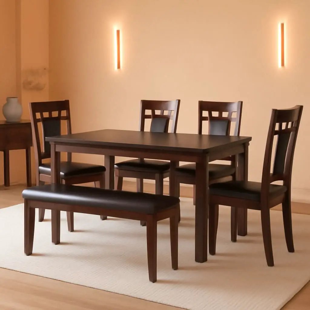 Brown Contemporary Engineered Wood Dining Table Set from PriceLows™