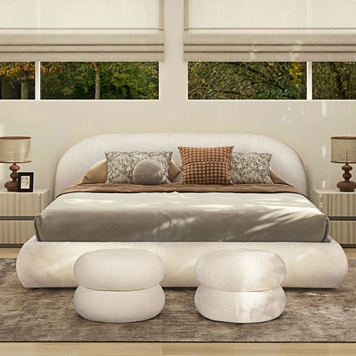 Archie Upholstered Platform Bed | Puffy Arch Headboard | Grounded Design | No Box Spring Needed
