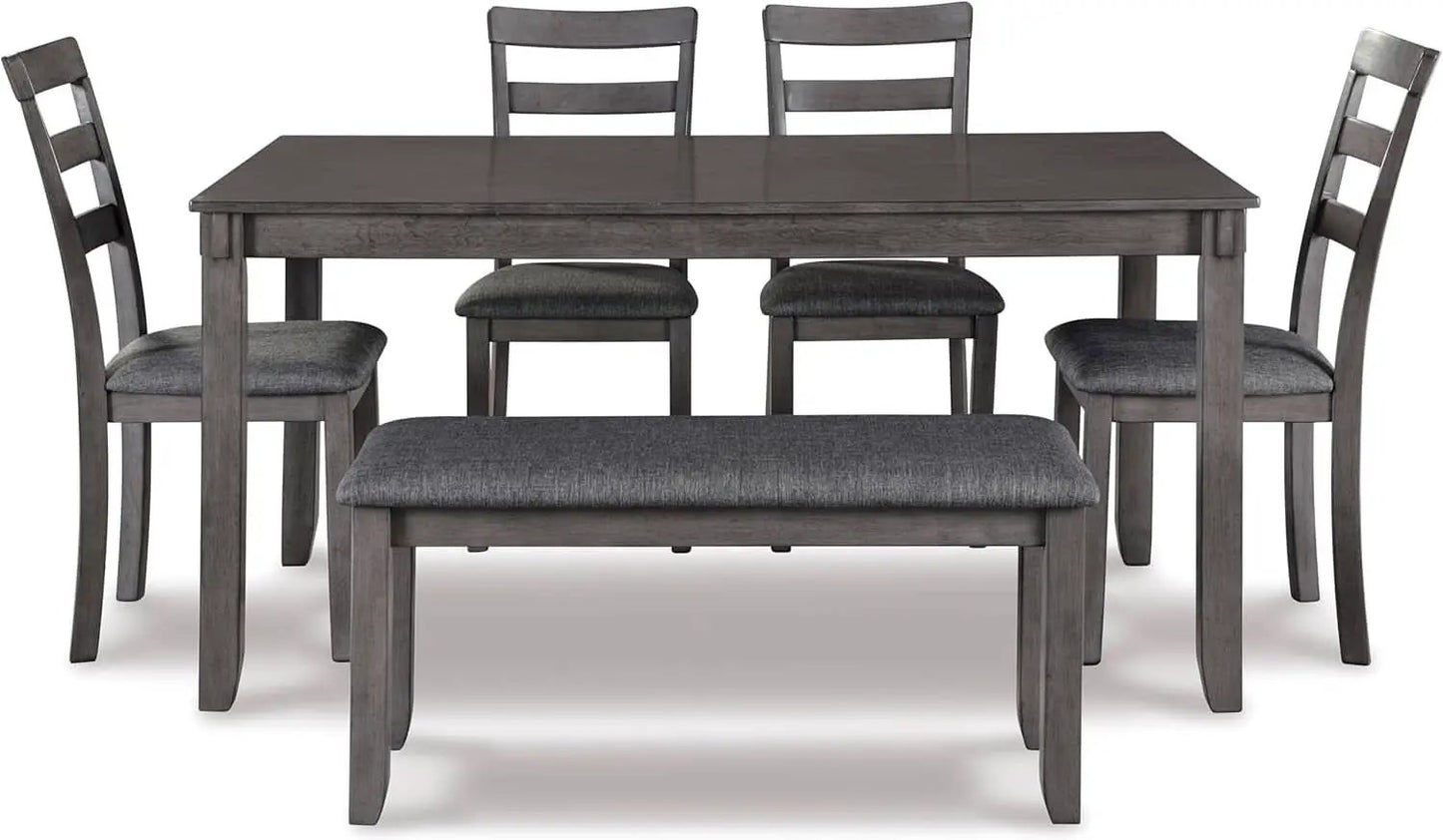Charcoal Gray 6Piece Contemporary Dining Set Bench from PriceLows™