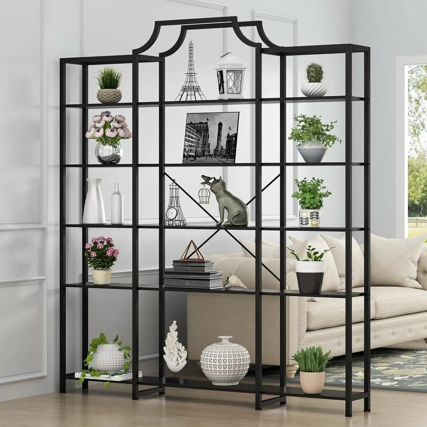 Triple Wide Five Tier Bookshelf For Living Room Organization from PriceLows™