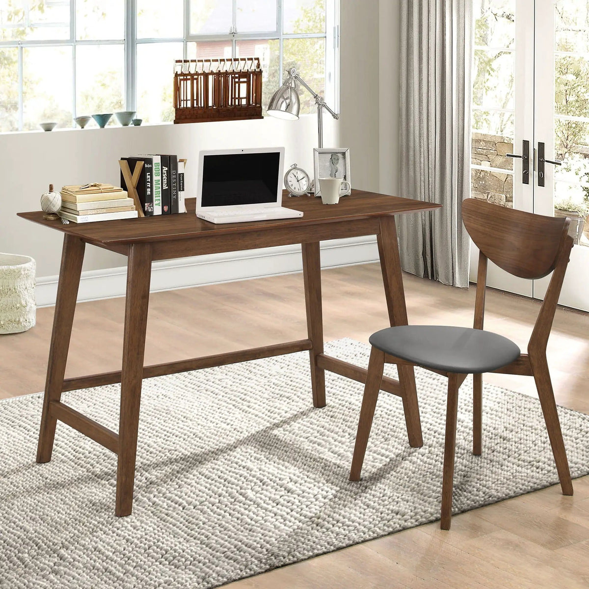 Karri 2-piece Home Office Computer Desk and Chair Set | 2-Piece Set | Walnut | Dining Room Decor