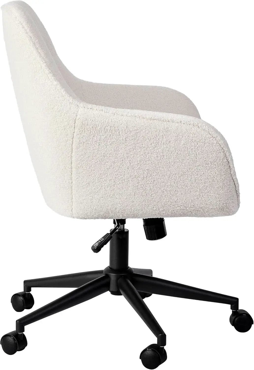 Rayna Swivel Task Chair White Boucle With Oil Rubbed Bronze from PriceLows™