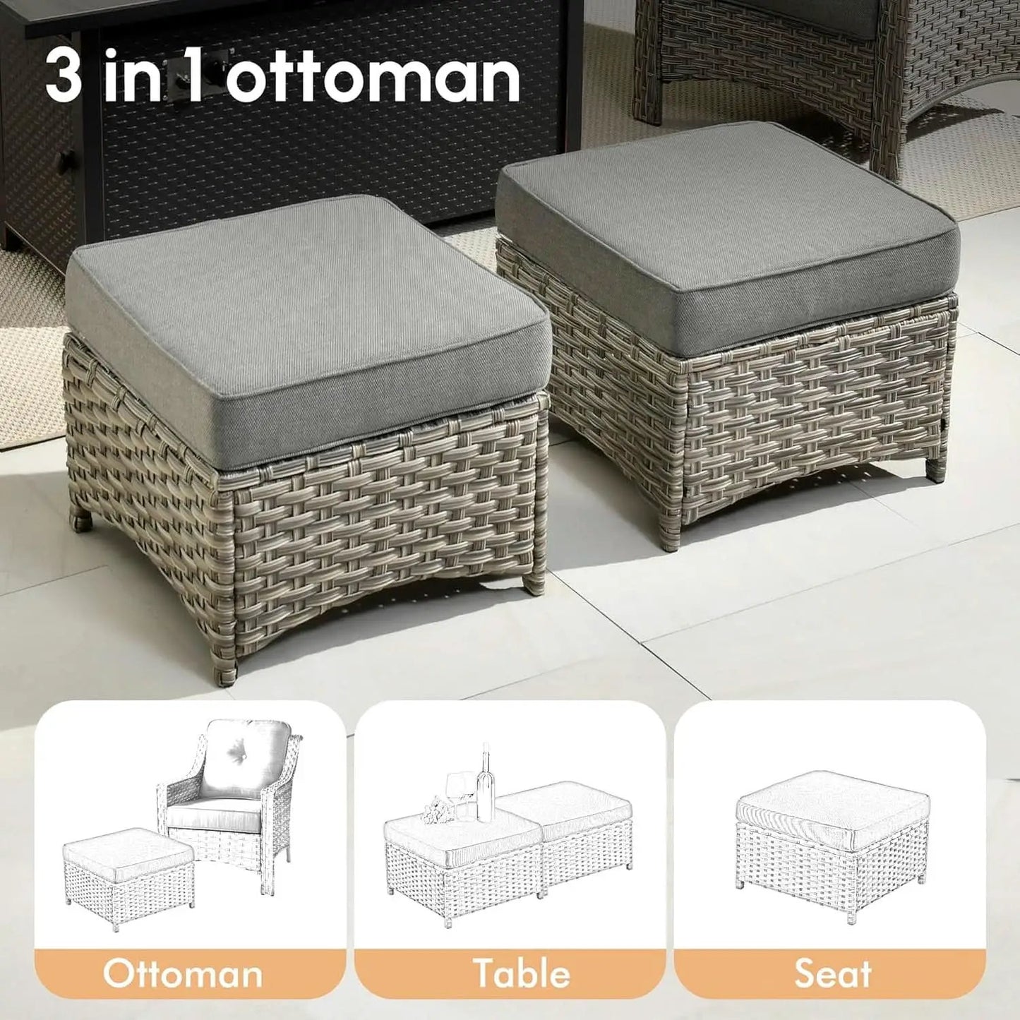 Outdoor Patio Furniture Set with Fire Pit and Ottomans from PriceLows™
