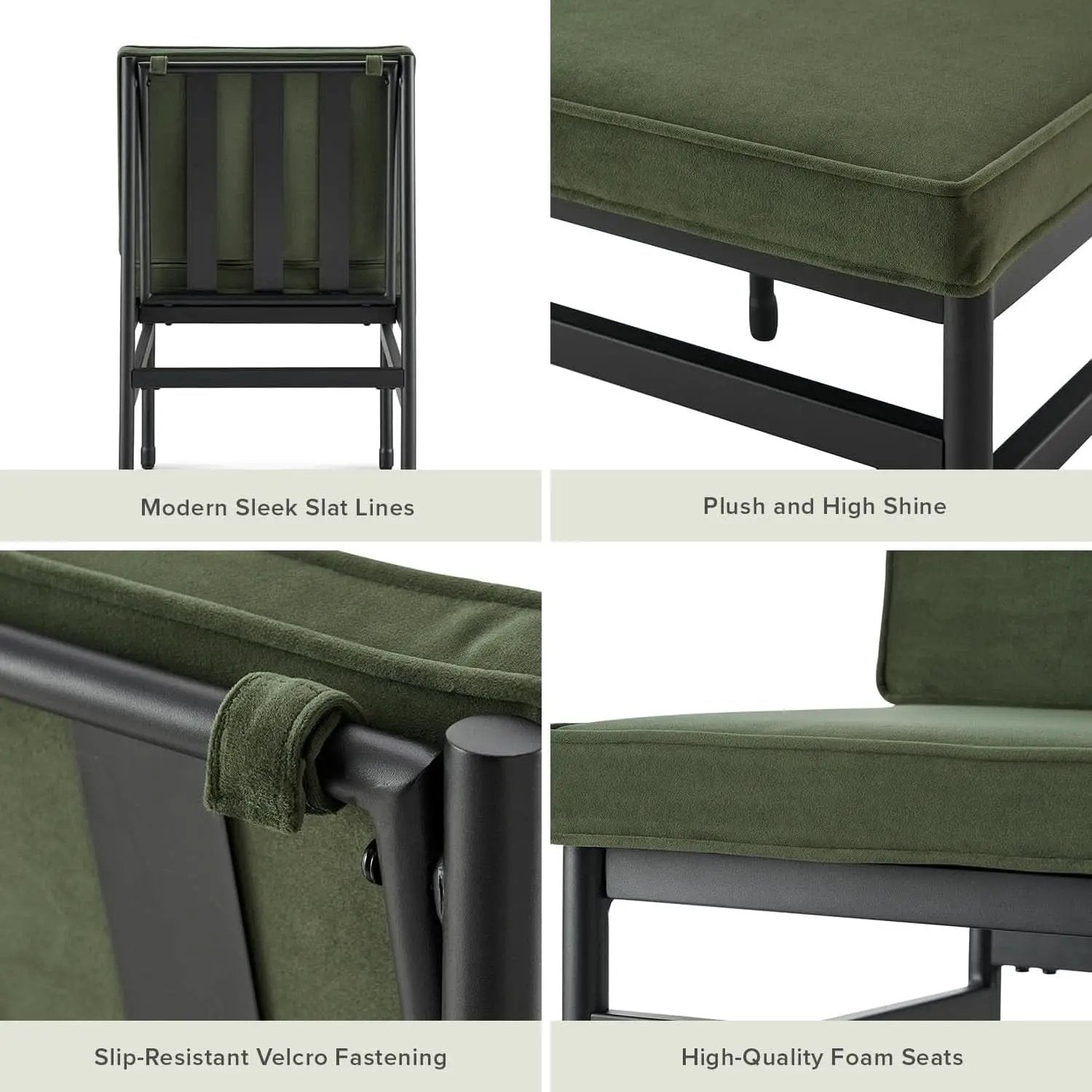 Odelia Olive Green Velvet Dining Chairs With Removable Cushion Covers from PriceLows™