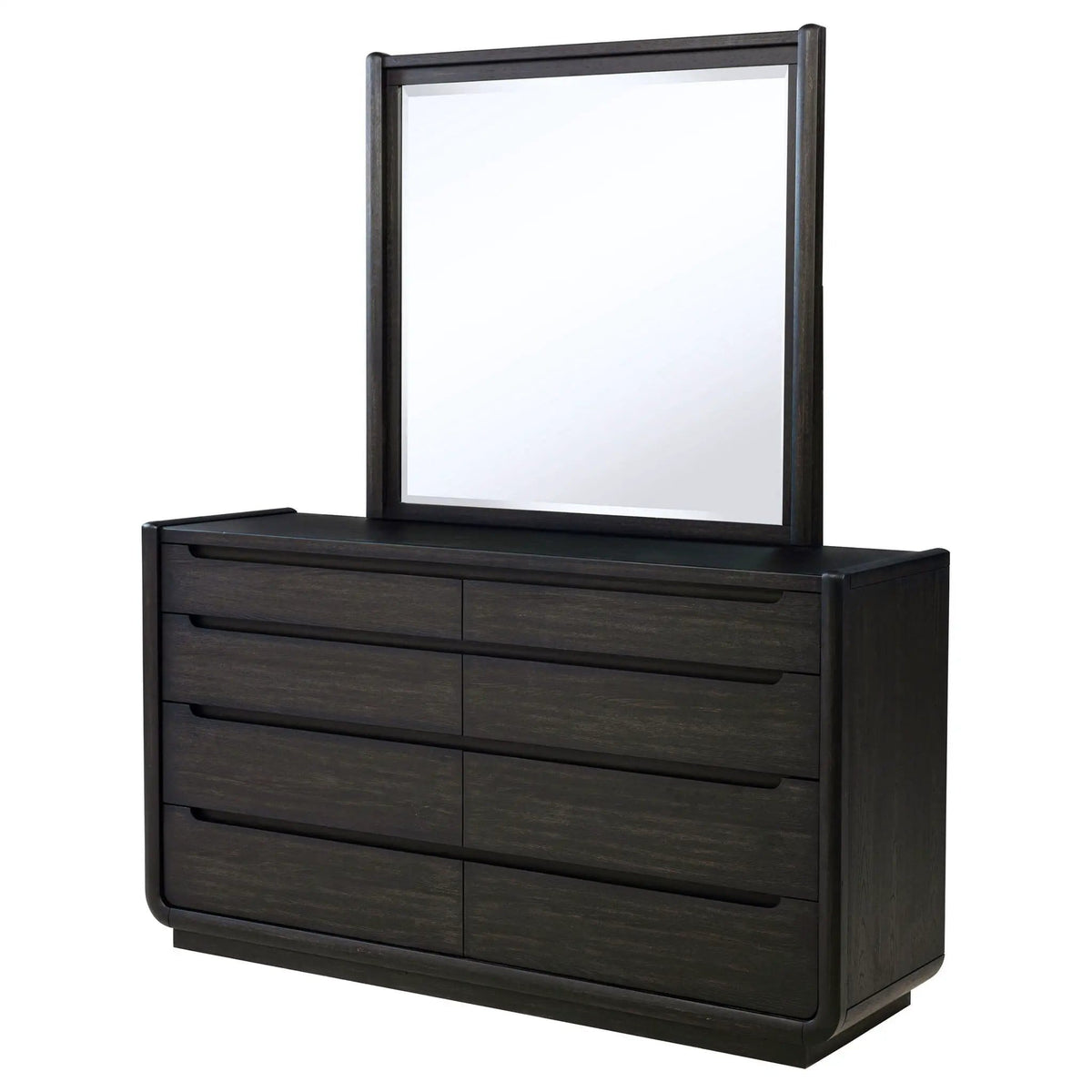 Leandro 8-drawer Bedroom Dresser with Mirror Burnished | 66.25 x 19 x 77.5 in | 8-Drawer | Black