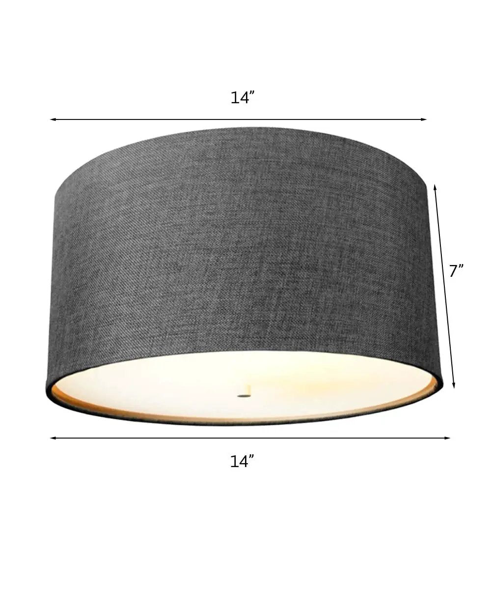 Flush Mount Conversion Kit | Burlap Hardback Shade | Modern Gray | 14 In