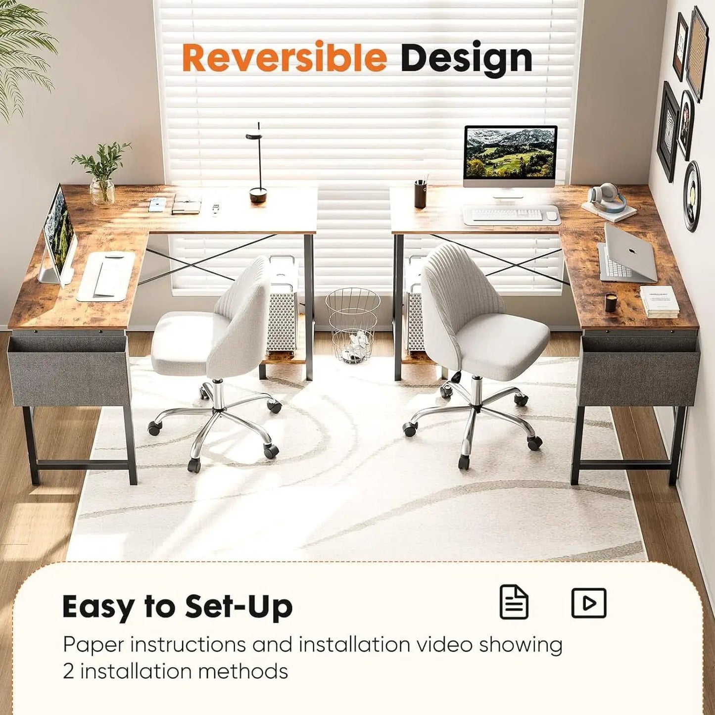 Corner L Shaped Gaming Desk With CPU Stand And Side Bag from PriceLows™