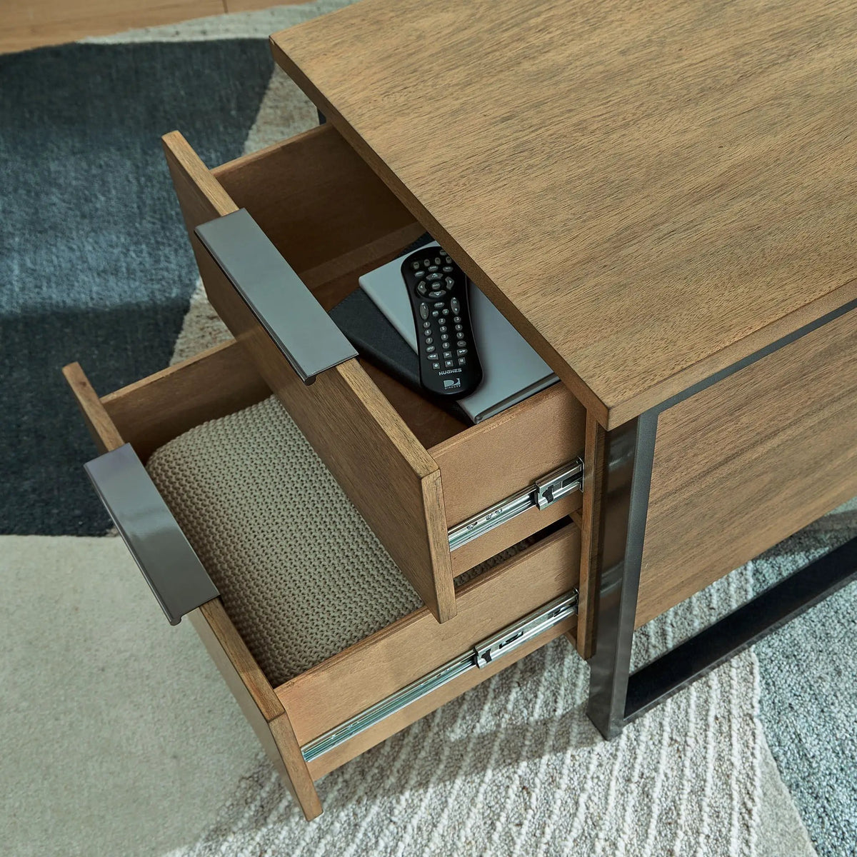 Montia Cocktail Table | Light Wood-Tone Finish | Contrasting Frame | Mixed-Material Look