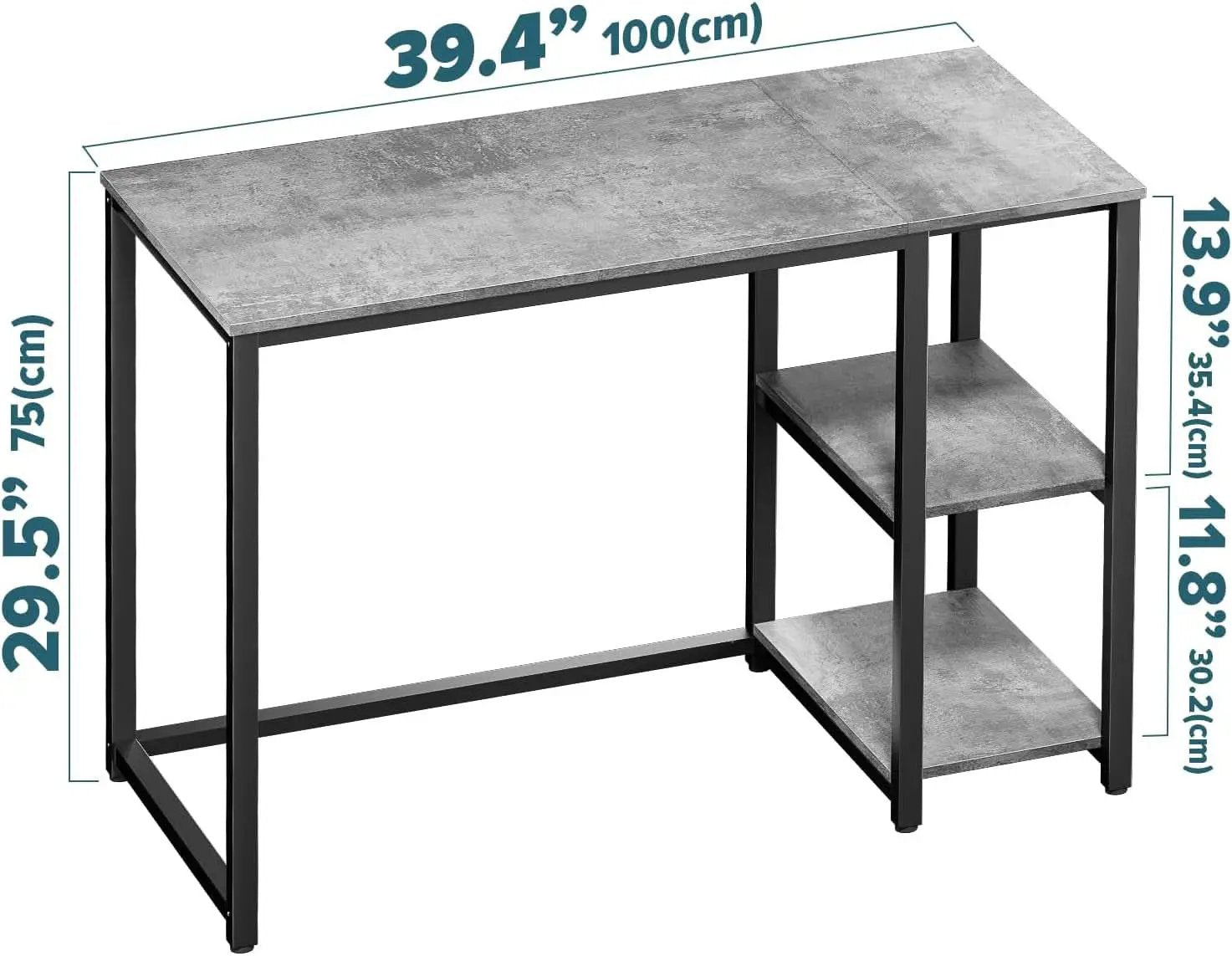 Computer Desk 40 Inch Gray With Durable Storage Shelves from PriceLows™