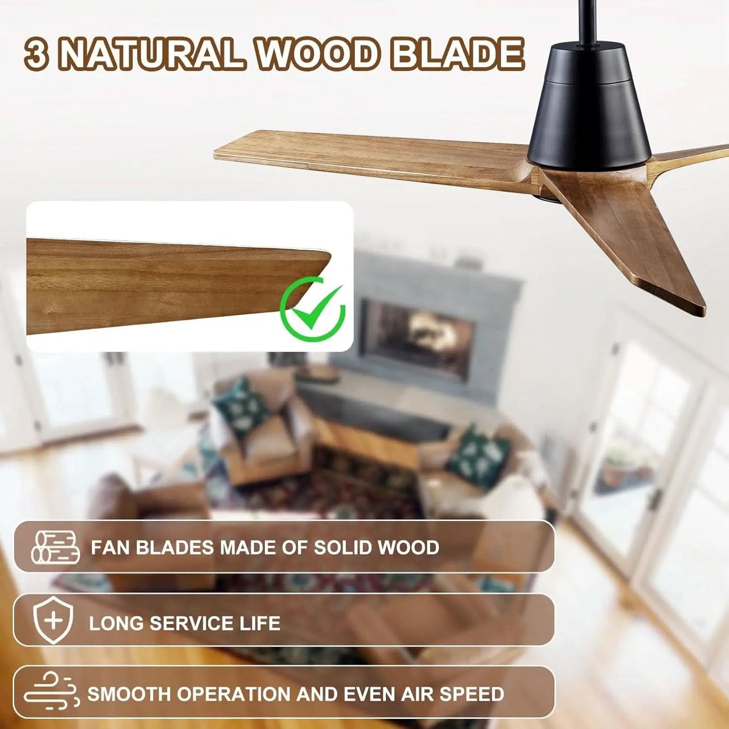 52 Inch Ceiling Fan With Remote Black Walnut Indoor Outdoor from PriceLows™