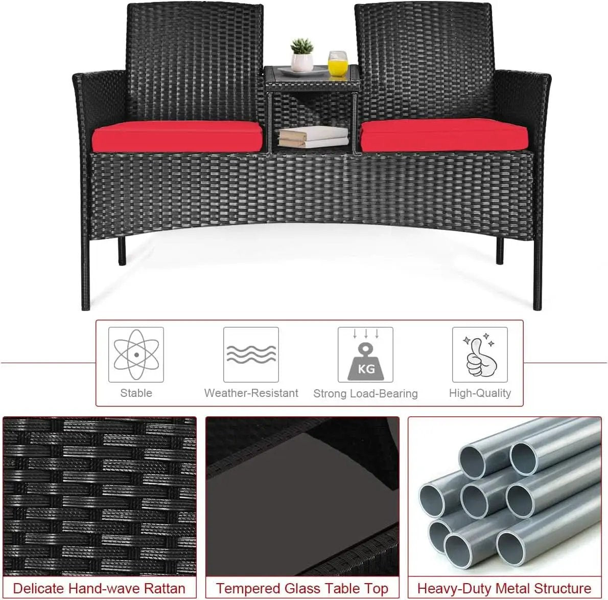 Wicker Outdoor Conversation Set With Removable Cushions from PriceLows™