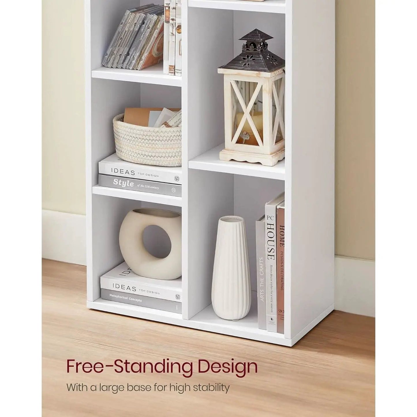 White 7 Compartment Bookcase Shelving Unit For Living Room And Home Office from PriceLows™