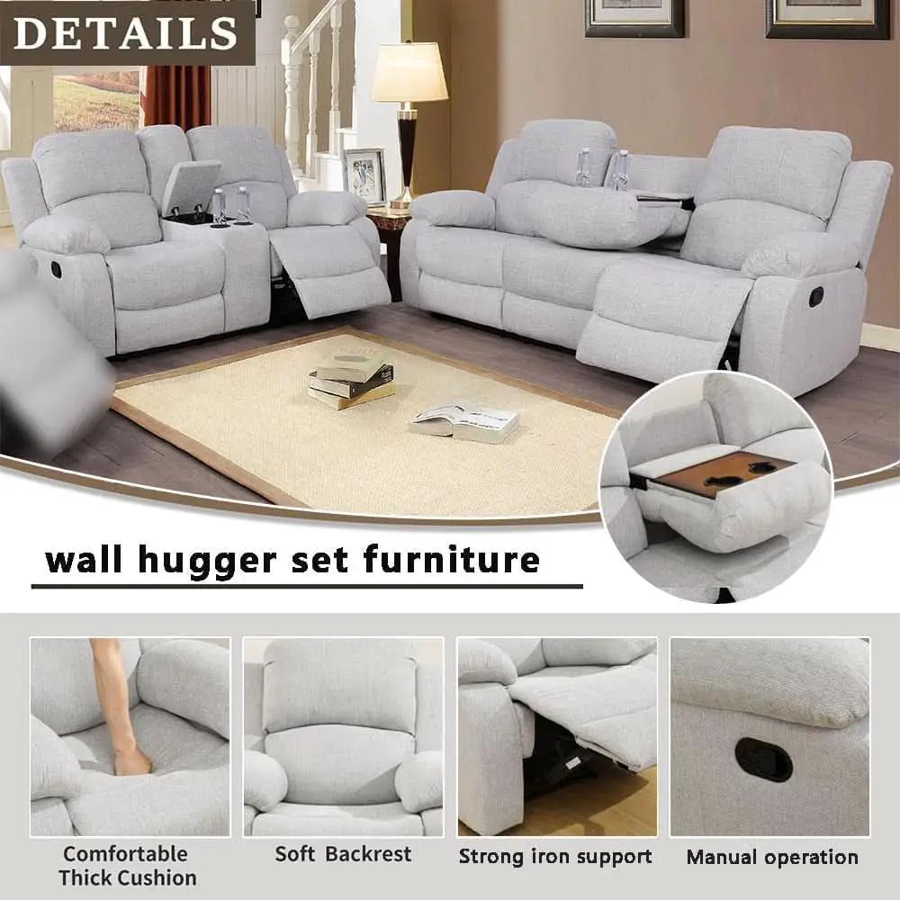 Grey Microfiber Reclining Sofa And Loveseat Set For Living Room from PriceLows™