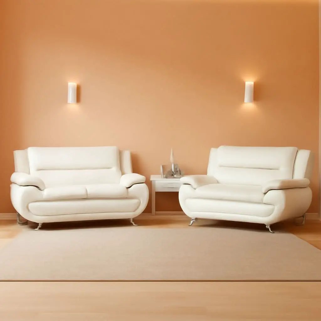 Creamy White 5 Seat Faux Leather Sectional Sofa Set from PriceLows™